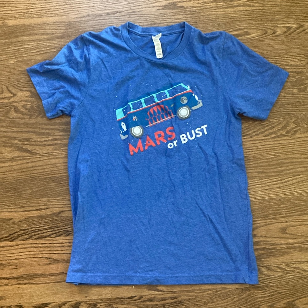 Small Satellite Conference Mars or Bust Blue Tee